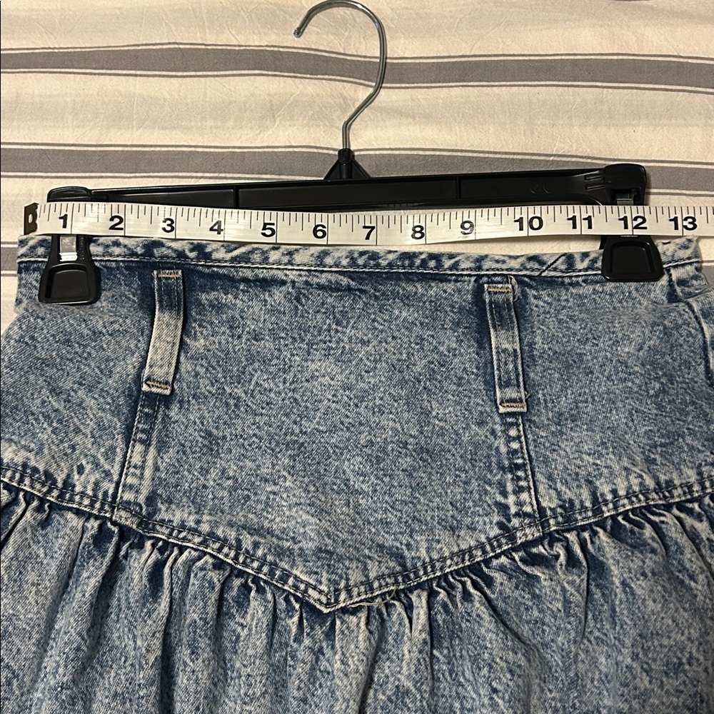 Vintage Mixed Blues Stone Washed Jean Denim Ruffle Skirt Y2K S or XS - Picture 9 of 11